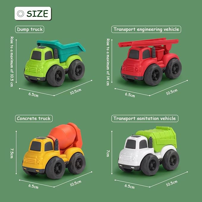 Toddler Car Toys for 3 Year Old, 4 Pcs Cute Toy Truck Set | Including Dump Truck,Mixer Cement,Garbage