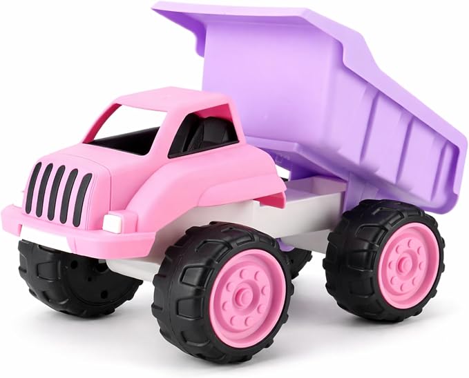 Big Plastic Dump Truck in Pink Color for Toddlers and Girls - Large Tilting Dumper, Free Play Toy Vehicle for Kids Indoor and Outdoor Imaginative Play