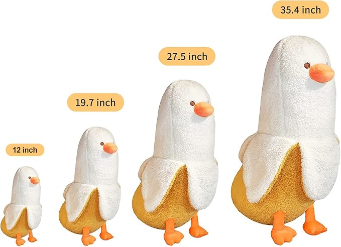 Banana Duck Plush Toy Cute Plushie Hugging Plush Pillow Duck Stuffed Animal for Girls and Boys White