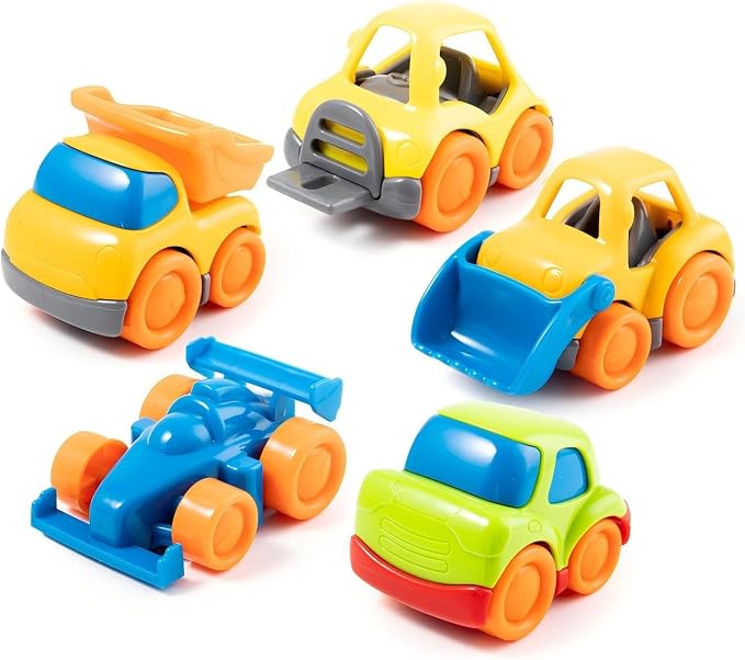 5-Pack Mini Car Toys, Toddler Small Car Trucks for 1–3 Boys Girls | Forklift/Bulldozer/Dump