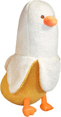 Banana Duck Plush Toy Cute Plushie Hugging Plush Pillow Duck Stuffed Animal for Girls and Boys White