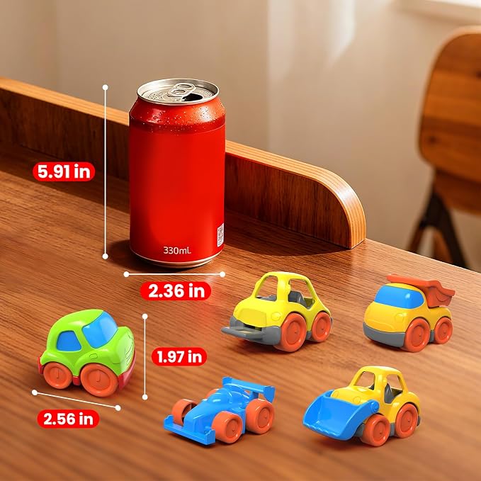 5-Pack Mini Car Toys, Toddler Small Car Trucks for 1–3 Boys Girls | Forklift/Bulldozer/Dump