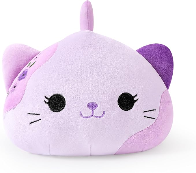 Lavender Cat Plush Kitty Plushies Toy Kitten Stuffed Animal Soft Pillow Little Kawaii Plushie Gift for Kids & Adults
