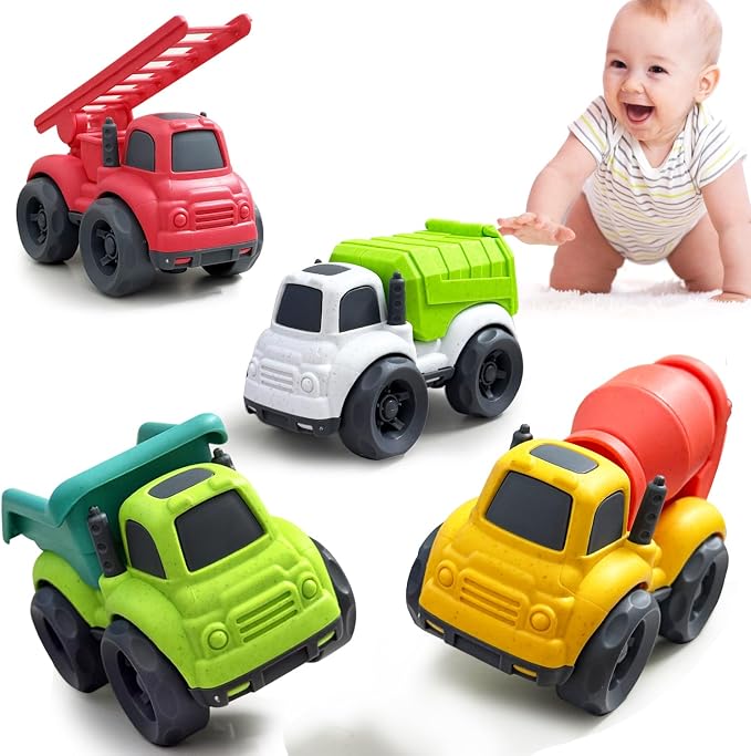 Toddler Car Toys for 3 Year Old, 4 Pcs Cute Toy Truck Set | Including Dump Truck,Mixer Cement,Garbage