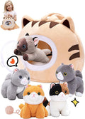 Cat Stuffed Animal House with 5 Soft Cat Toys for Kids, Portable Gift Set