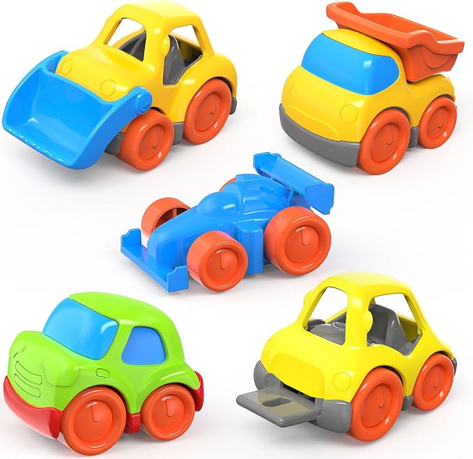 5-Pack Mini Car Toys, Toddler Small Car Trucks for 1–3 Boys Girls | Forklift/Bulldozer/Dump