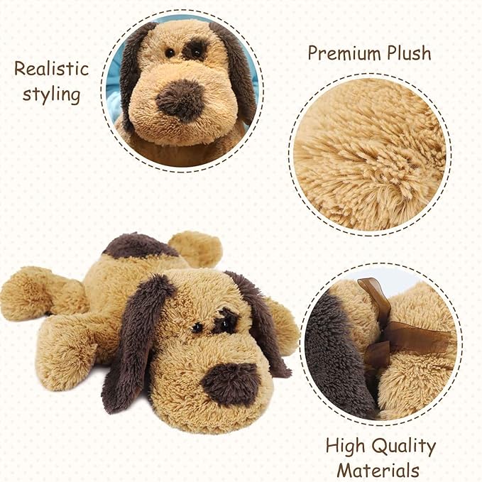 Floppy Stuffed Dog Puppy Plush Toy, 20 inch, Brown | Huggable Beagle Labrador Retriever Stuffed Animal Dogs, Lying Down, Super Soft, for Kid Girl Boy Baby