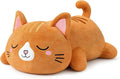 Weighted Stuffed Animals Cat, Orange Cat Plush with Weighted Beads, Cute Cat Plushie Pillow Gifts for Adults Kids Boys Girls 9.8inch