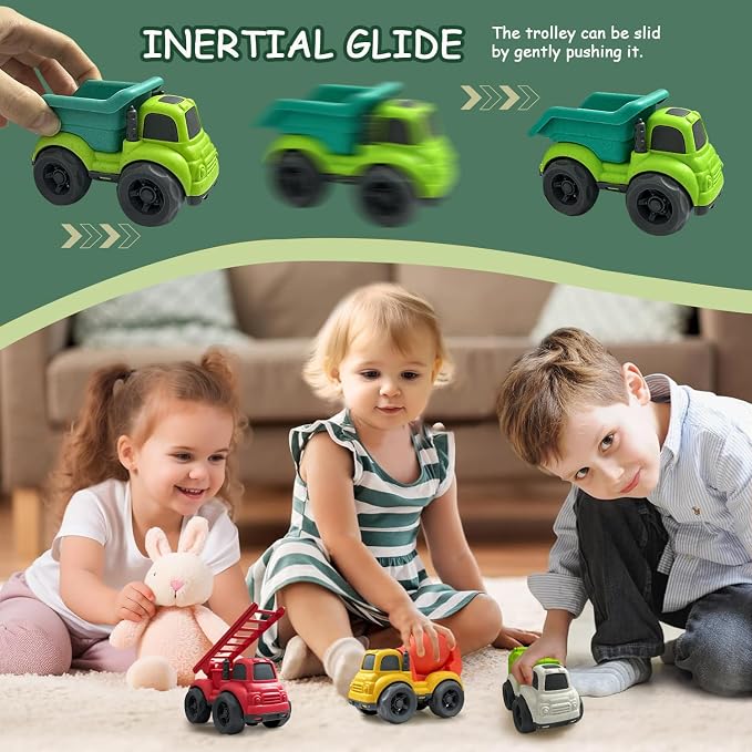 Toddler Car Toys for 3 Year Old, 4 Pcs Cute Toy Truck Set | Including Dump Truck,Mixer Cement,Garbage