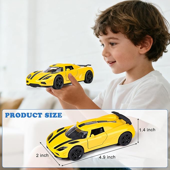 Metal Diecast Cars Toy,1:36 Pull Back Toy Cars with Opening Doors,4 Pack