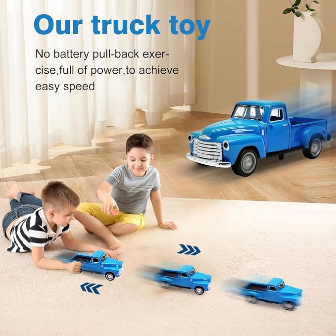 Little Blue Truck Toy,1:32 Pull Back Cars Toy for Kids Boys Girls | Toy Trucks with Openable Doors