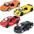 Metal Diecast Cars Toy,1:36 Pull Back Toy Cars with Opening Doors,4 Pack
