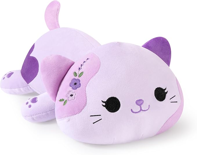 Lavender Cat Plush Kitty Plushies Toy Kitten Stuffed Animal Soft Pillow Little Kawaii Plushie Gift for Kids & Adults