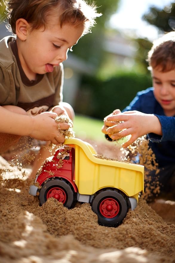 Dump Truck in Yellow and Red - BPA Free, Phthalates Free Toys for Gross/Fine Motor Skill Development. Pretend Play , Red/Yellow